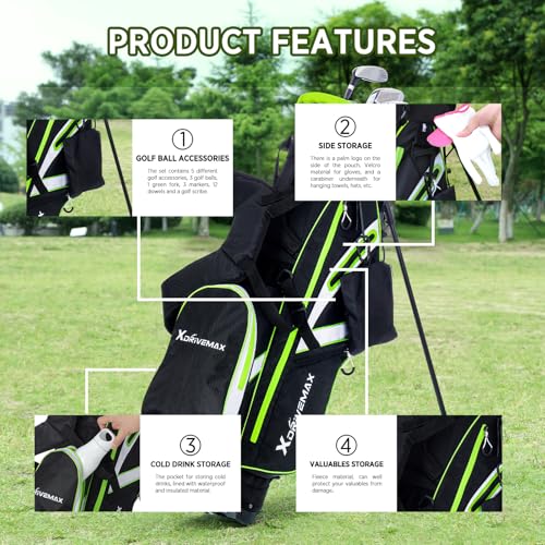 Golf Bag Stand & Cart Bag for Men Women Lightweight with Rain Cover H8950