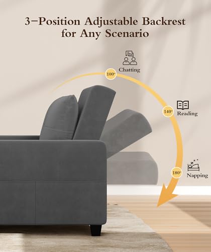 3 in 1 Convertible Sleeper Chair Sofa Bed with Adjustable Backrest, Blue M92497