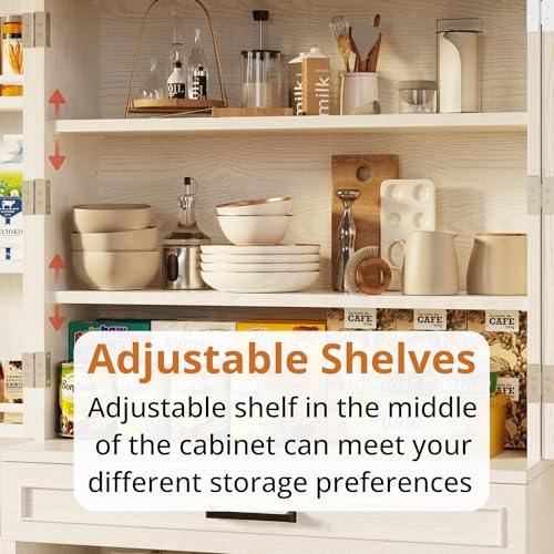 IRONCK Farmhouse Kitchen Pantry Cabinet, 72" Tall Freestanding Cupboard, White J39526