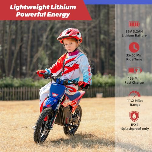 E500 36V Kids Electric Dirt Bike 700W Motor Off-Road Motorcycle for Ages 4-8 J84202