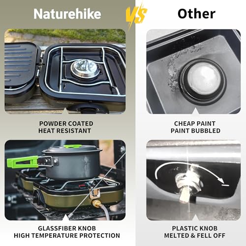Naturehike 2 Burner Folding Camping Stove with Griddle, Portable Gas Stove P317