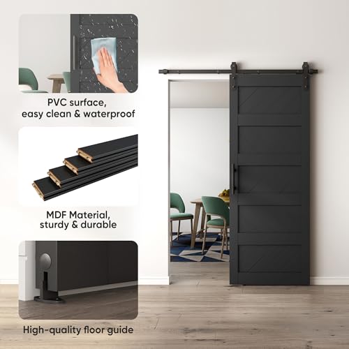 JUBEST 36" x 84" Sliding Barn Door Kit with Hardware, Black R91690