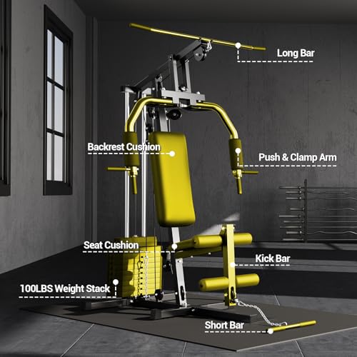 Home Gym Machine with 100LBS Weight Stack, Full Body Workout Station P32533