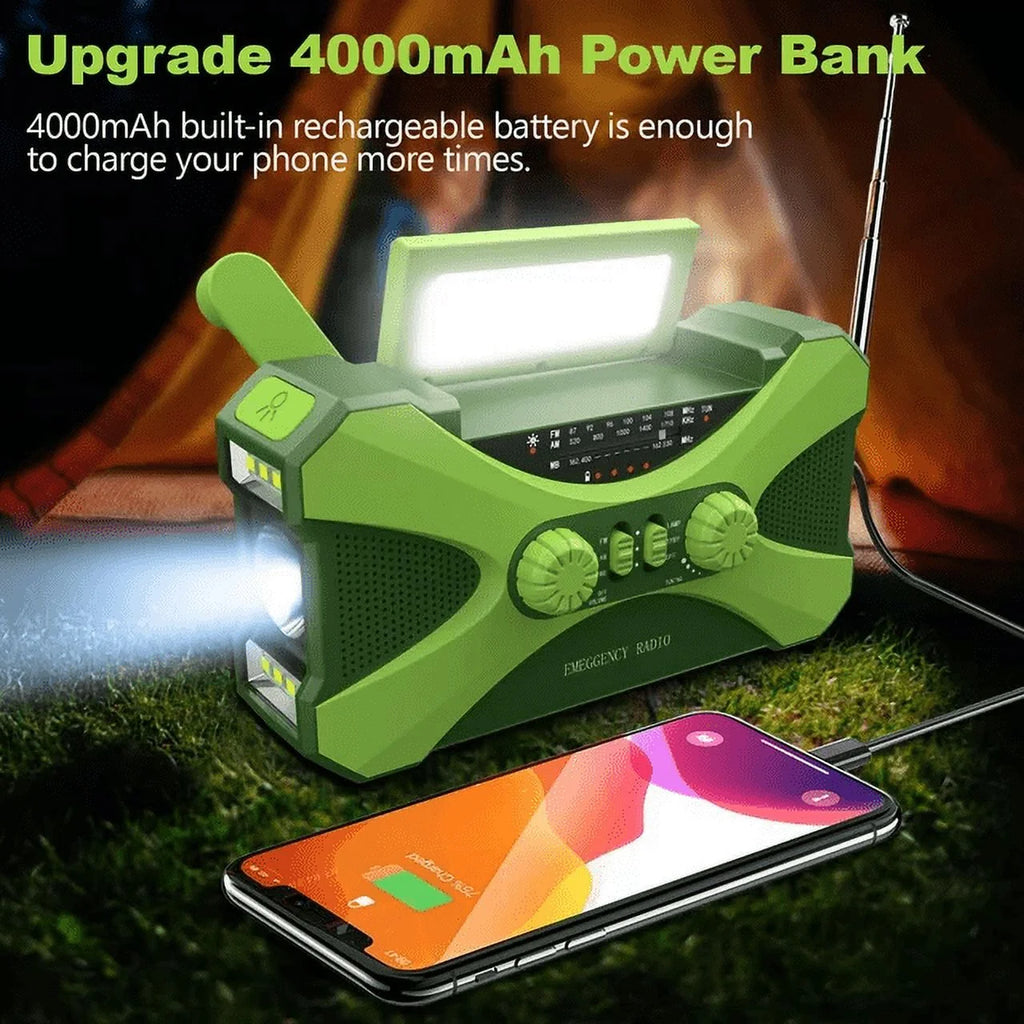 VUOHOEG Emergency Weather Radio, AM FM NOAA Hand Crank, Solar Powered with Flashlight G8078