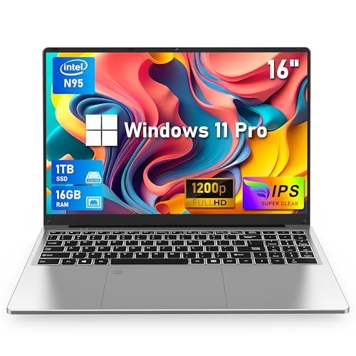 16 Inch Gaming Laptop, 16GB RAM 512GB SSD, N95 Processor, Windows 11 Pro S92427