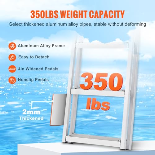 VEVOR Removable Dock Ladder 3/4/5 Steps, Aluminum, 350/500lbs Capacity T419635