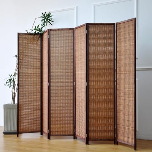 Bamboo Room Divider 6 Panel Folding Screen 67"H x 92.1"W X2437
