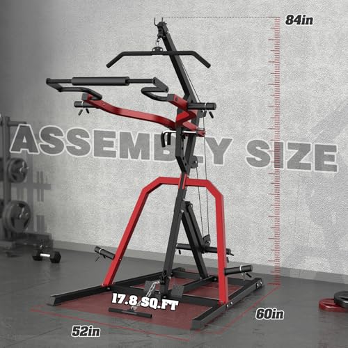 DONOW Leverage Gym Power Rack Squat Rack with LAT Low Row System Home Gym Workout Station O450515