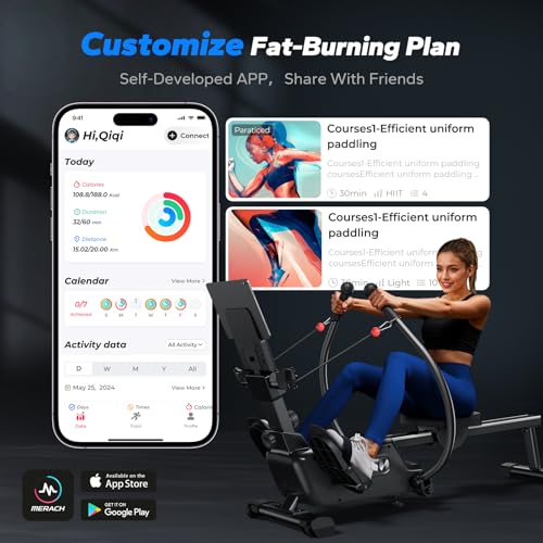 MERACH Magnetic Rowing Machine for Home, Ultra-Quiet with App G92205