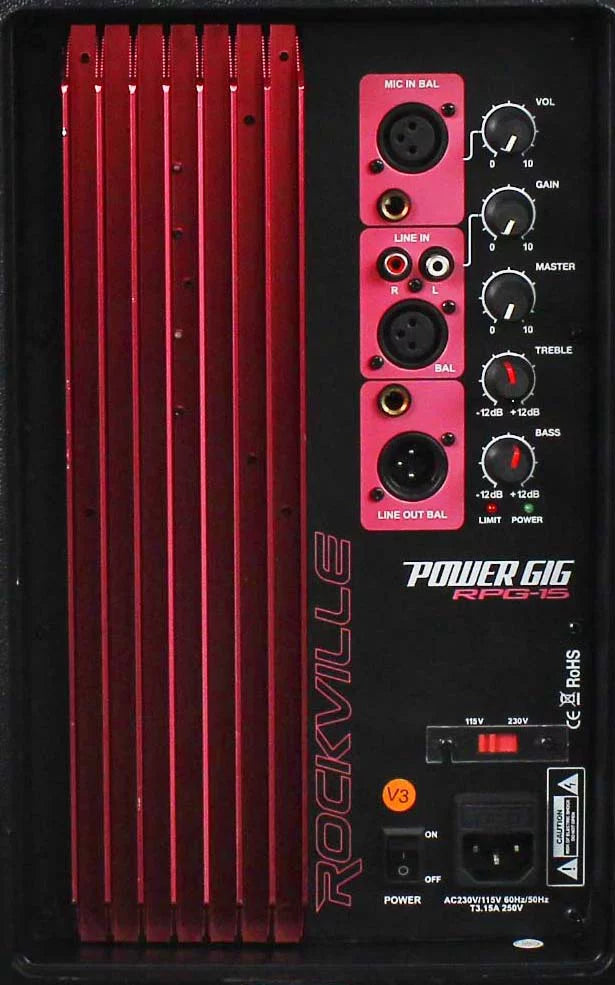 Rockville Power Gig RPG15 15" Powered 2000W 2-Way DJ PA Speakers M317