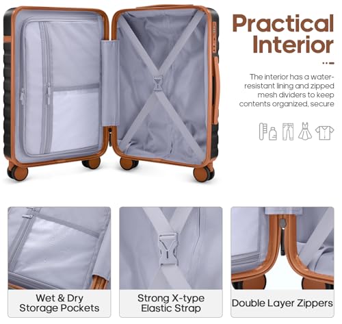 Luggage Sets 3 Piece, Carry On 20 Inch Hardside Suitcase with Spinner Wheels and TSA Lock J67858