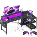 ODK 48 Inch L Shaped Gaming Desk with USB Charging Ports and LED Lights S136