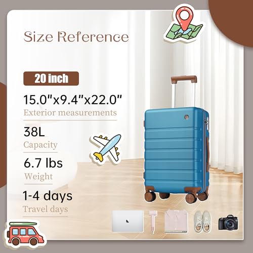Hardside Carry-on Luggage 20 Inch with Spinner Wheels and TSA Lock J743