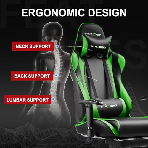 GTRACING Gaming Chair with Footrest, Blue R841