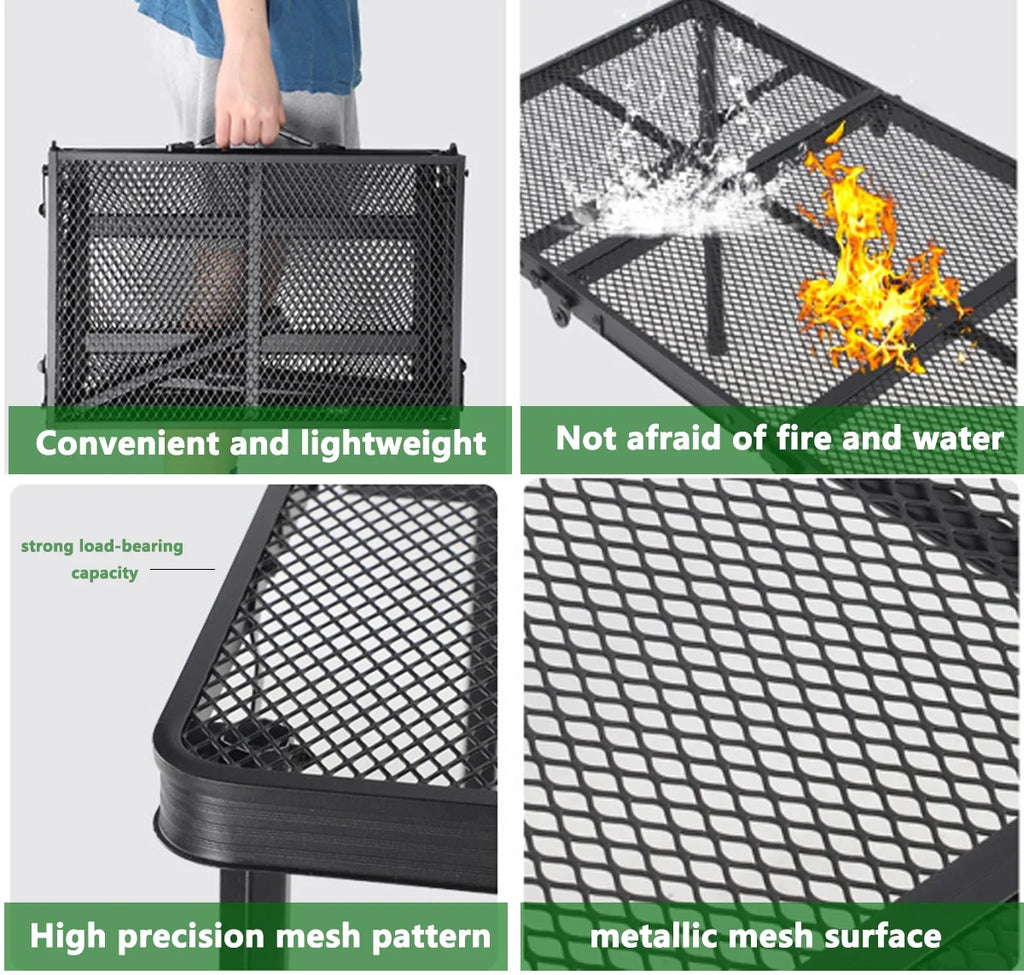 tonchean Folding Grill Table, Adjustable Height Camping Table, Portable Aluminum P880581