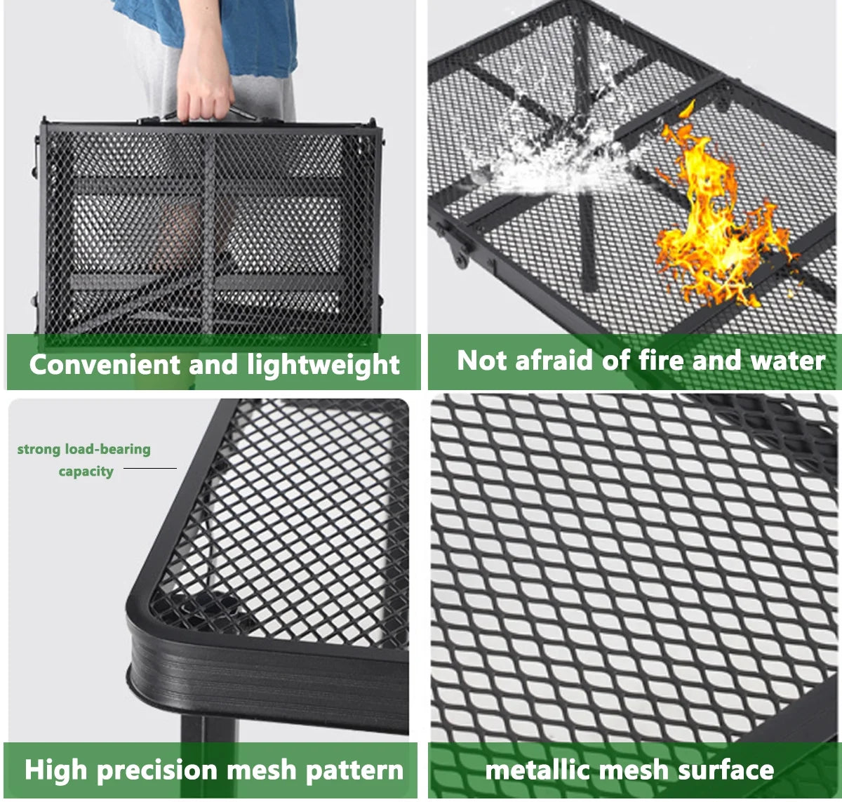 tonchean Folding Grill Table, Adjustable Height Camping Table, Portable Aluminum P880581