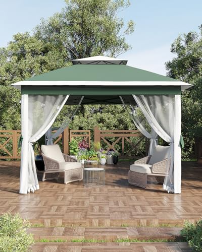 Pop Up Gazebo Tent with Mosquito Netting, Water & UV Resistant - Khaki J83860