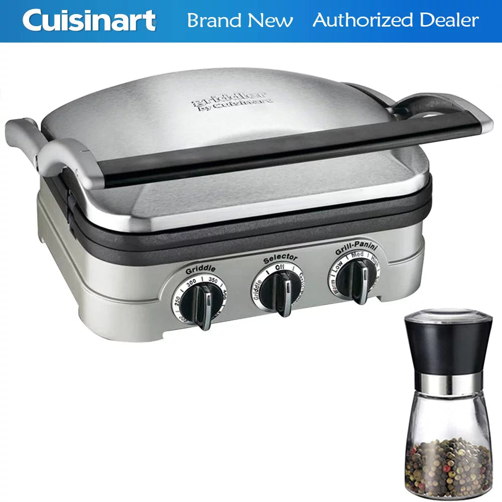 Cuisinart Multifunctional Griddle, Grill and Panini Press with Deco Gear Spice Mill D1919