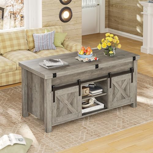 SEDETA Lift Top Coffee Table with Storage, Convertible Dining Table, Grey M719