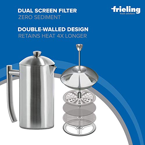Frieling Double-Walled Stainless-Steel French Press Coffee Maker, 17 oz D60799