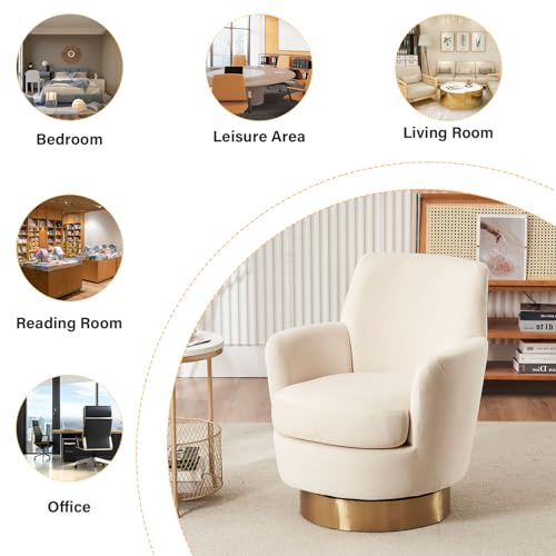 Swivel Barrel Chair Set of 2, Modern Velvet Accent Chairs, Orange P5409