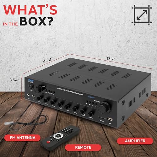 Pyle 400W Stereo Amplifier Receiver with Bluetooth, USB, FM Radio T5383