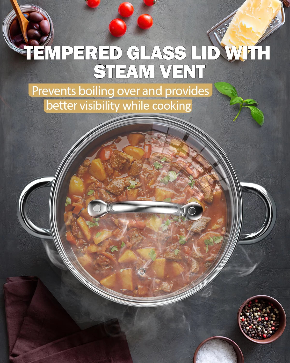 Cook N Home 12-Quart Stainless Steel Stockpot with Lid O212053