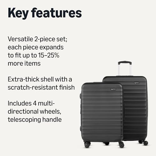 Amazon Basics 21" Hardside Carry-On Luggage with Wheels, Expandable, Black L489