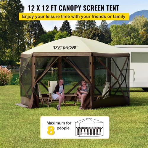 VEVOR Pop Up Gazebo Screen Tent 10x10ft with Mosquito Netting B21209