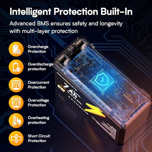 12V 7Ah LiFePO4 Deep Cycle Battery with Built-in BMS, IP67 Waterproof R689