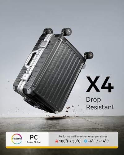 LUGGEX Aluminum Frame Carry On Luggage, 20 Inch Hard Shell Suitcase, Charcoal Metallic V31867