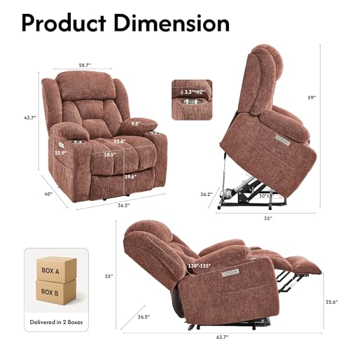 FLEXISPOT XL31 Power Lift Recliner Chair for Elderly, Electric Massage & Heat, PU Leather, Black C786106