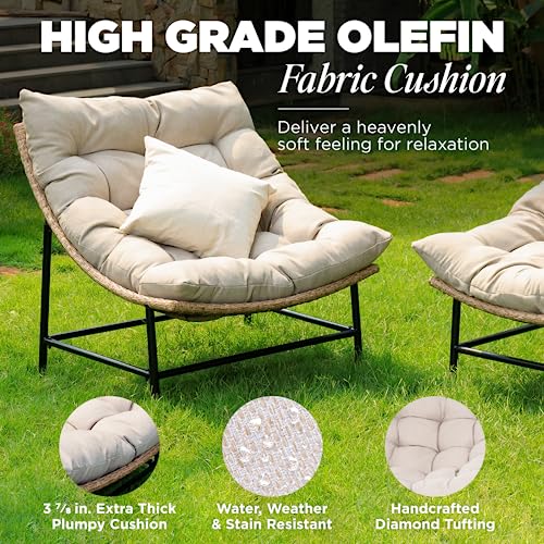 Bme Heavy Duty Wicker Egg Chair for Indoor & Outdoor, Black Base N148