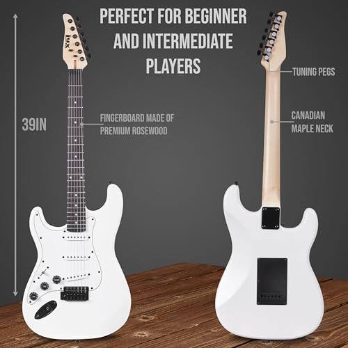 LyxPro Electric Guitar 39" Beginner Starter Kit with 20W Amp, Black B69338