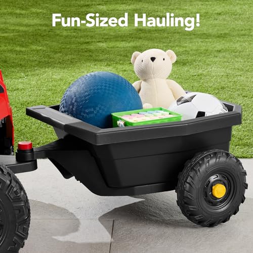 Kids 12V Electric Ride On UTV Car with Trailer, Parent Control, LED Lights, Bluetooth - Black C2735