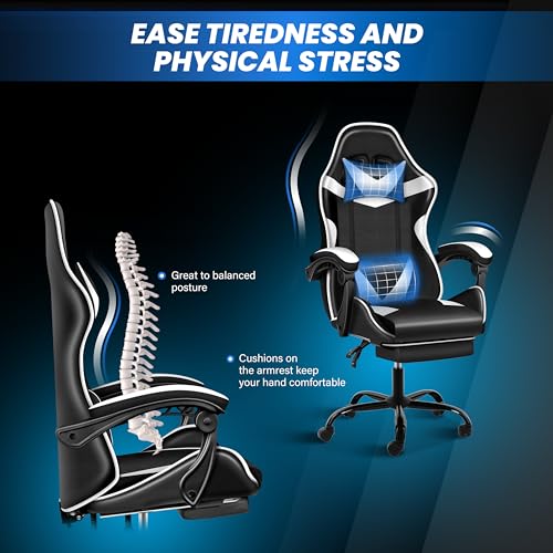 Gaming Chair with Footrest, Lumbar Support, Red/Black M9231