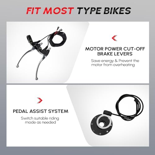 PEXMOR Electric Bike Conversion Kit 48V 1200W 26" Hub Motor L656