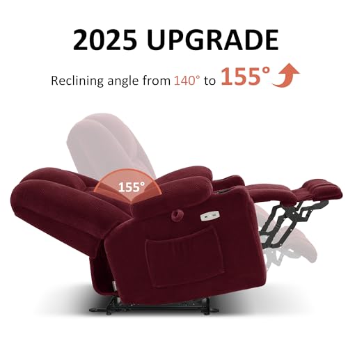 MCombo Zero Gravity Power Recliner Chair with Heat and Vibration Massage, USB & Type C Ports, Cup Holders, Fabric 8015 (Brown) Z599462