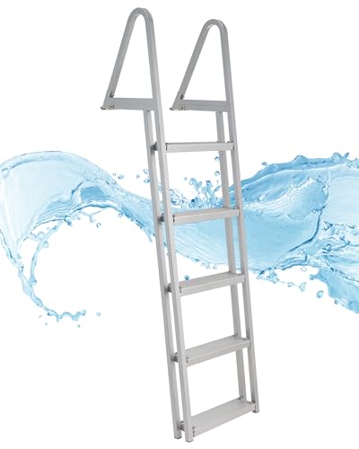 CO-Z 3 Step Removable Dock Ladder for Pontoon Boat, Aluminum Swim Ladder with Nonslip Tread O80708