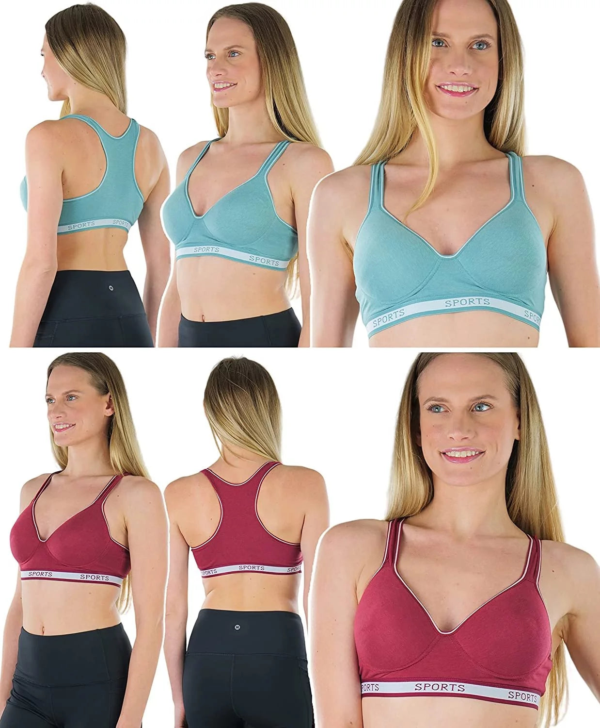 ToBeInStyle Women's 6-Pack Assorted Print Sports Bras, Size 40C M19298