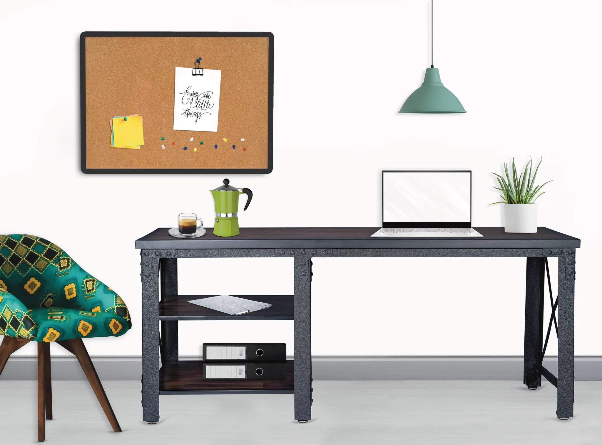 Duramax Weston 72" Industrial Metal & Wood Desk with Shelves D301184