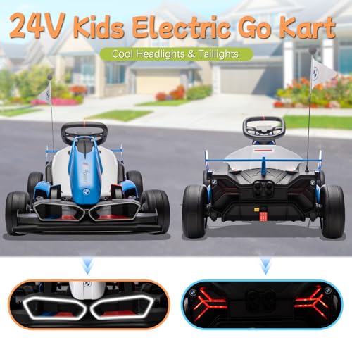 Licensed BMW 36V Electric Drift Go Kart for Kids, 7.5 MPH, White M530400