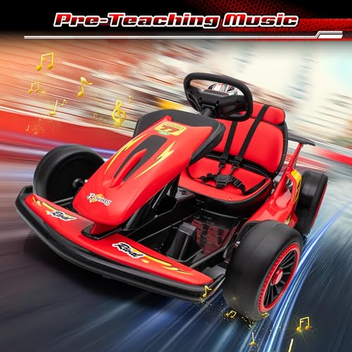 24V Electric Go Kart for Kids, 400W Drift Cart with EVA Tires, Red Y5542