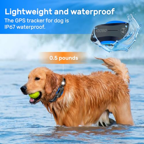 Dog GPS Tracker Waterproof Real-Time Location for Dogs 40 lbs+ (White) X621