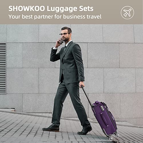 SHOWKOO Luggage Sets 3 Piece Softside Expandable Suitcase with Spinner Wheels TSA Lock K987