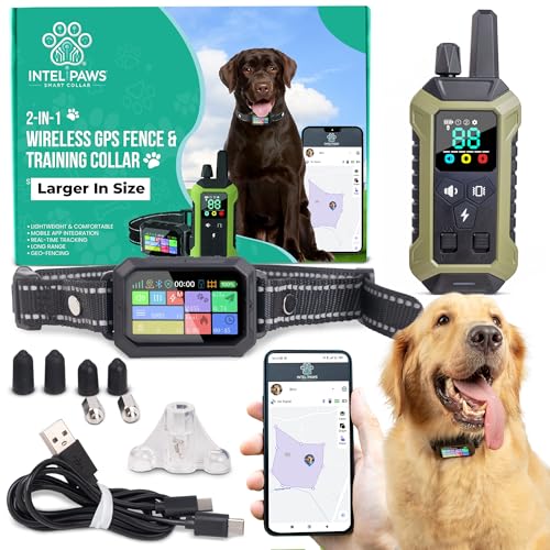 Wireless GPS Dog Fence System Collar with Remote and App Control, 4 Training Modes P961905