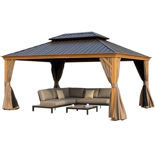 Kozyard Apollo 10'x12' Hardtop Gazebo with Galvanized Steel Double Roof Z2956