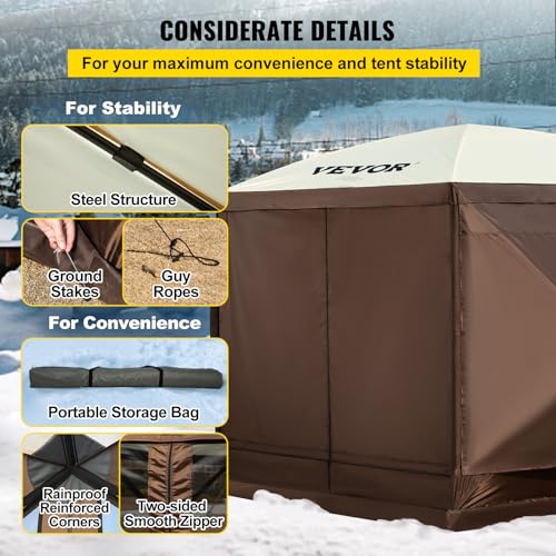 VEVOR Pop Up Gazebo Screen Tent 10x10ft with Mosquito Netting B21209