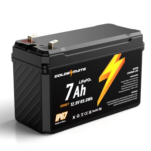 12V 7Ah LiFePO4 Deep Cycle Battery with Built-in BMS, IP67 Waterproof R689