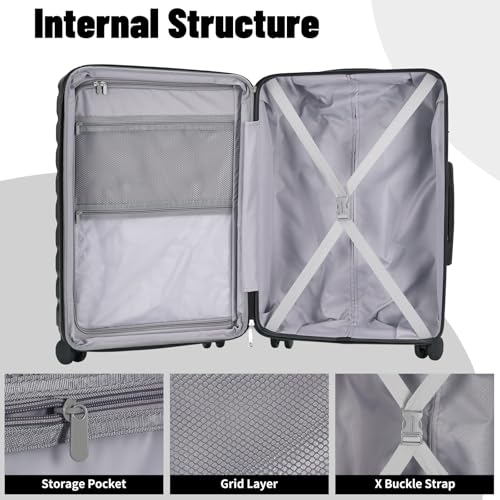 Lightweight 3-Piece Hardshell Luggage Set with Spinner Wheels & TSA Lock, Light Avocado Green B502471